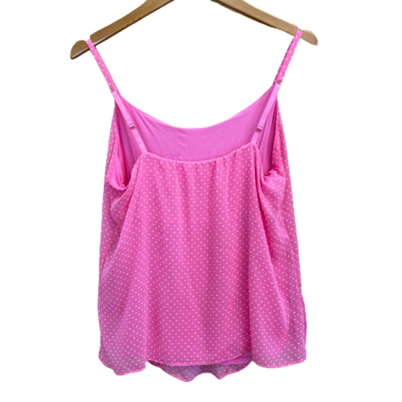 NY & COMPANY Top Tank Polka Dot Lined Sheer Sleeveless Pink Medium - Picture 3 of 8